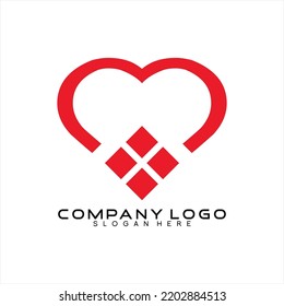 Logo de diseño de joyería simple vectorial con concepto de corazón.