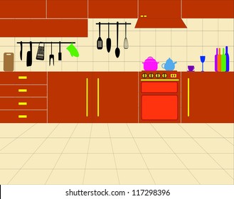 Vector simple kitchen design
