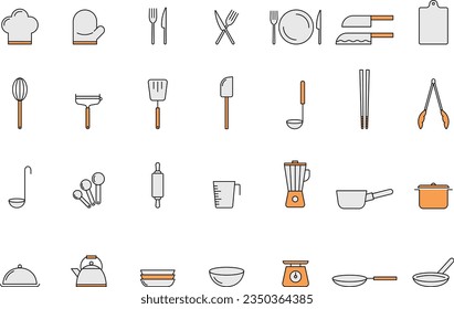 Vektor Simple Kitchen Utensil Icon Set
