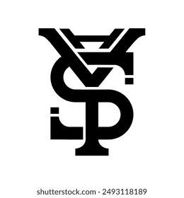 Vector simple letter Y S H monogram 