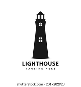 Vector simple lighthouse logo design isolated on white background. In flat style