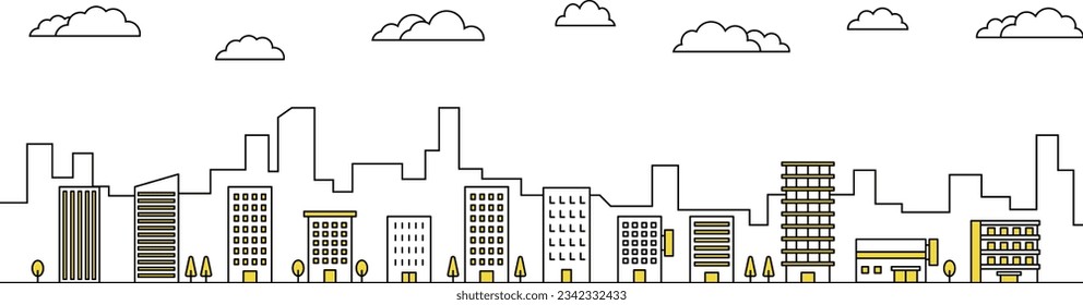Vector Simple Line Art Cityscape Background Material