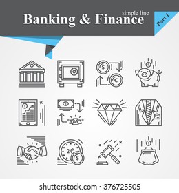 Vector Simple line Banking and Finance icon mobile banking,savings,internet payment security,savings, partnership,online banking,online services,exchange,cash For apps,websites, developers,designers.
