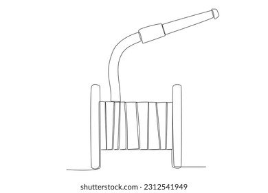 Vector simple line of fire hose one line concept of fire department equipment drawing and continuous line.