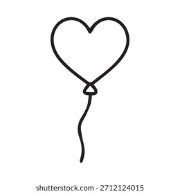 Vector simple line hand-drawn heart balloon outline