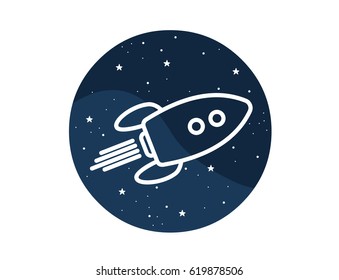 Vector simple line  icon of space rocker 