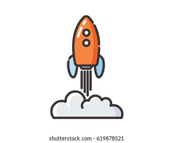 Vector simple line  icon of space rocker 