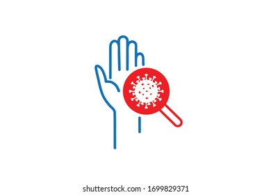 Vector simple line icon. Stop Coronavirus COVID-19. Illustration in flat design, on white background, isolated.