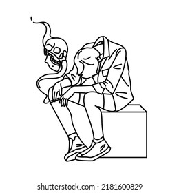 Vector Simple Line Illustration youth mental health