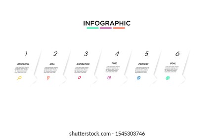 Vector simple line Infographic stack chart design with icons and 6 options or steps. for business concept. Can be used for presentations banner, workflow layout, process diagram, flow chart