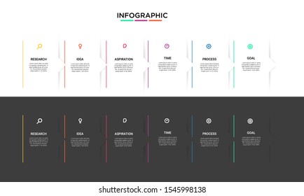 Vector simple line Infographic stack chart design with icons and 6 options or steps. for business concept. Can be used for presentations banner, workflow layout, process diagram, flow chart