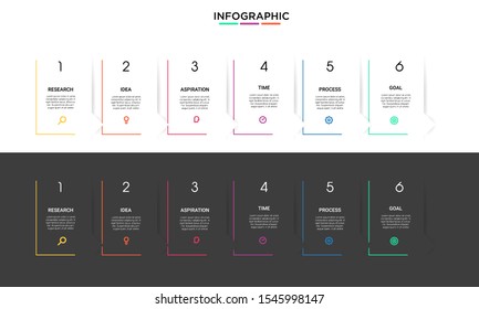 Vector simple line Infographic stack chart design with icons and 6 options or steps. for business concept. Can be used for presentations banner, workflow layout, process diagram, flow chart