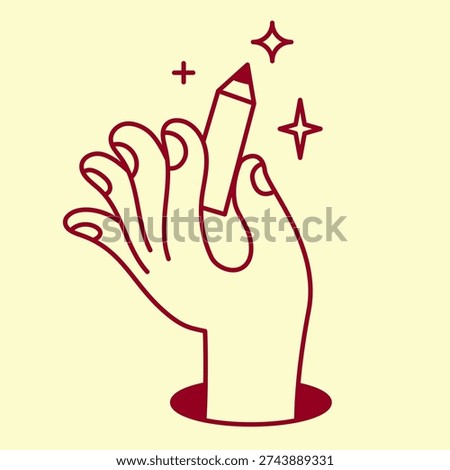 Vector simple linear illustrations, hands and gestures, hand drawn illustrations, poster, logo, print design template, craft or creative work concept, graphic designer professional, creative class, workshop print and banner
