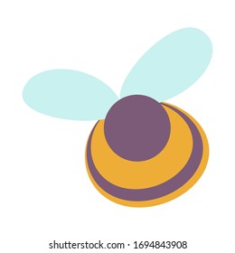 Vector simple little bee isolated on white background. Colorful isolated logo, badge, illustration. Perfect for decorating Easter and spring cards or other seasonal designs.