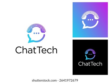 vector simple logo icon technology chat bubble with phone.