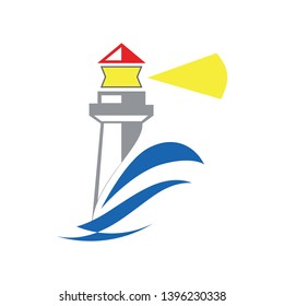 Vector simple logo lighthouse on white background