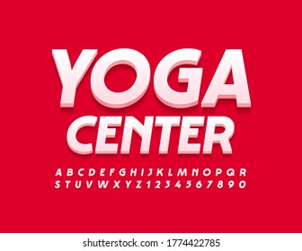 Vektor einfaches Logo Yoga Center mit eleganter moderner Schriftart. White 3D Alphabet Letters and Numbers