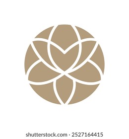 Vector simple lotus flower logo beige line design. template elegant element in trendy linear style. abstract emblem for floral shops or studios, wedding florists, creators of custom floral