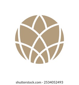 Diseño de línea beige con logotipo de flor de loto simple de Vector. elemento elegante de Plantilla en estilo lineal de moda. emblema abstracto para tiendas o estudios florales, floristas de bodas, creadores de flores personalizadas