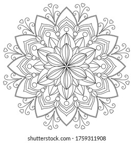 Vector simple mandala with abstract elements, isolated on white background. Oriental ethnic ornament. Design element.
