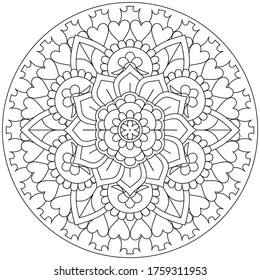 Vector simple mandala with abstract elements, isolated on white background. Oriental ethnic ornament. Design element.
