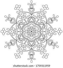 Vector simple mandala with abstract elements, isolated on white background. Oriental ethnic ornament. Design element.
