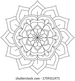 Vector simple mandala with abstract elements, isolated on white background. Oriental ethnic ornament. Design element.
