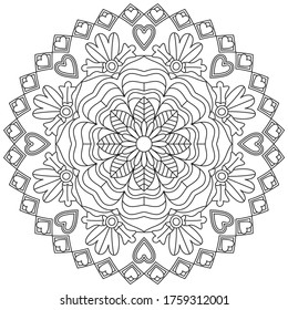 Vector simple mandala with abstract elements, isolated on white background. Oriental ethnic ornament. Design element.
