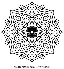 Vector  simple mandala on a white background. Oriental ornament. Round element for design.