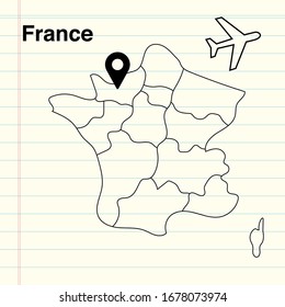 mapa simple vector de Francia