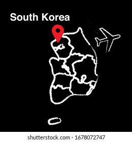 vector simple map of South Korea