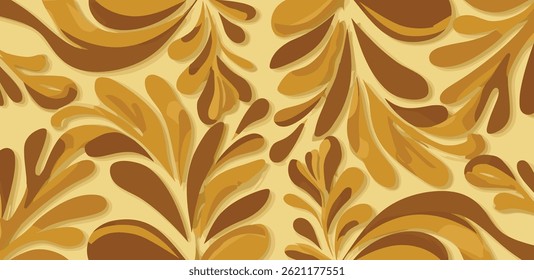 Vector in simple Matisse naive and hippie groovy style, flowers and plants, 