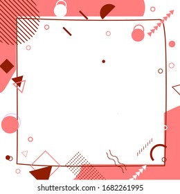 Vector simple memphis geometric background. Hipster colorful flat card template