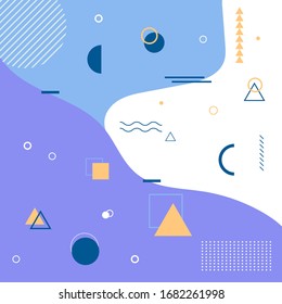 Vector simple memphis geometric background. Hipster colorful flat card template