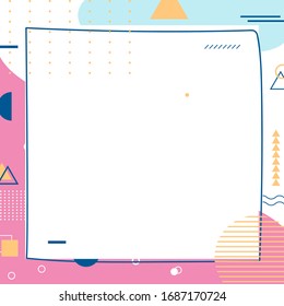 Vector simple memphis geometric background. Hipster colorful flat card template