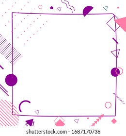 Vector simple memphis geometric background. Hipster colorful flat card template