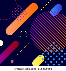 Vector simple memphis geometric background. Hipster colorful flat card template