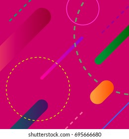 Vector simple memphis geometric background. Hipster colorful flat card template