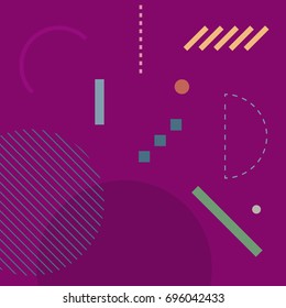 Vector simple memphis geometric background. Hipster colorful flat card template