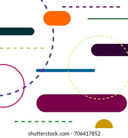 Vector simple memphis geometric background. Hipster colorful flat card template