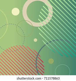 Vector simple memphis geometric background. Hipster colorful flat card template