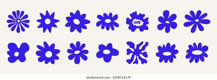 Vector simple minimal illustrations, simple wavy and groovy. hand drawn naive style, flowers and plants, floral botanic design templates, frames and modern wall art prints, posters, placards, packagin