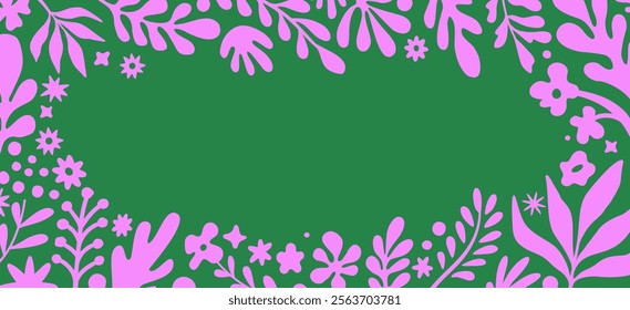 Vector simple minimal illustrations, simple wavy and groovy. hand drawn naive style, flowers and plants, floral botanic design templates, frames and modern wall art prints