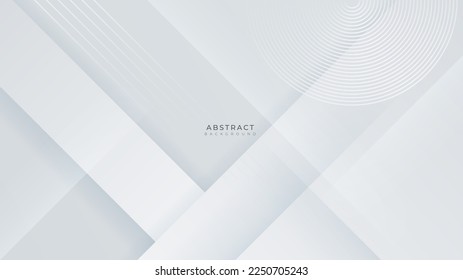 Vector simple minimal white geometric shapes abstract, science, futuristic, energy technology concept. Digital image of light rays, stripes lines with light, speed over dark tech background