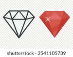 Vector Simple Minimalistic Gemstone Icon. Diamond, Crystal, Rhinestones Closeup Isolated. Jewerly Concept. Design Template of Gemstones, Gem Clipart. Front View