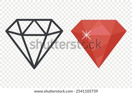 Vector Simple Minimalistic Gemstone Icon. Diamond, Crystal, Rhinestones Closeup Isolated. Jewerly Concept. Design Template of Gemstones, Gem Clipart. Front View