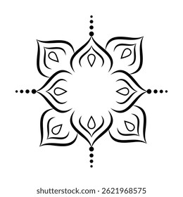 Vector simple minimalistic mandala Exploration of Form, Flow, and Balance in a Petal Mandala. Minimalist mandala outline icon with Tattoo Design with Geometric Elements. Vector illustration. Eps 10.