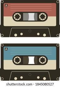 Vector simple minimalistic style tape compact cassette, retro music equipment