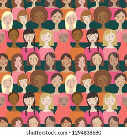 Vector simple minimalistic women in Pantone's color of the year seamless pattern background. Perfect for textiles, fashion prints, paper backgrounds, sationery and print on demand products