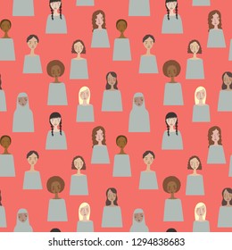 Vector simple minimalistic women in Pantone's color of the year seamless pattern background. Perfect for textiles, fashion prints, paper backgrounds, sationery and print on demand products